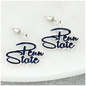 earrings script Penn State with navy glitter